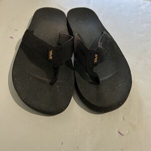 Teva Reflip Flip Flops Sandal Black On Black Men's Size 13 Beach Lake